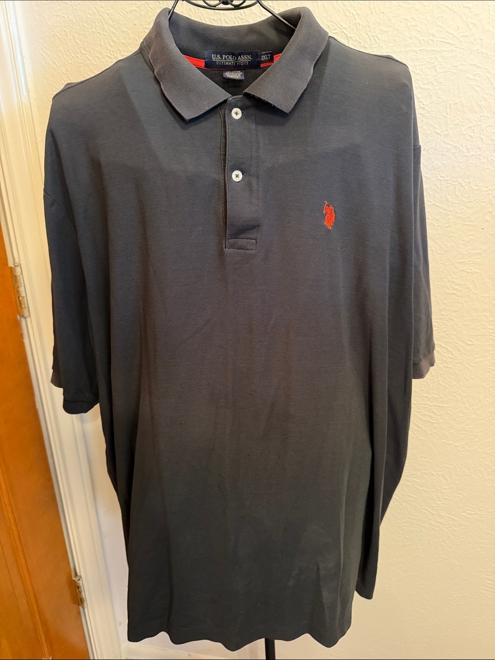 🆓🆓Freew/Purchase🆓🆓U.S. Polo Assn. Men's Black Polo with Red Pony Embroidery-2XLT